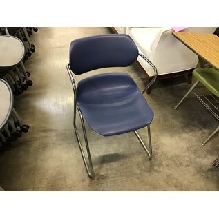 Blue plastic metal frame stackable chair 4/23/24