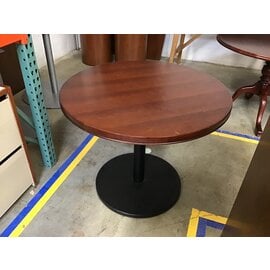 36” Cherry color top black metal pedestal table 5/6/24