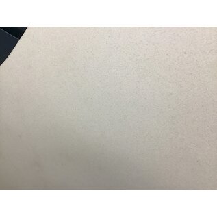 48x23” Light beige speckled laminate curved countertop with two media cutouts 5/7/24