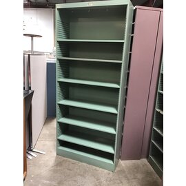 12x36x84” Green metal bookcase with adjustable shelves 12/10/25
