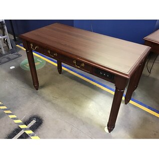 24x48x31” Cherry color wood desk w/center drawer outlets & usb port (untested) - some wear throughout 6/17/25