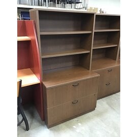 24x36x66” Dark wood laminate 2 drawer lateral file cabinet with top bookshelf 10/16/25
