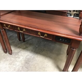 24x48x31” Cherry color wood desk w/center drawer outlets & usb port (untested) - some wear throughout 6/17/25