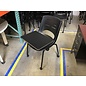 Black plastic left hand tablet arm chair on castors - some light scuffs throughout 6/12/25