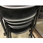 Black plastic left hand tablet arm chair on castors - some light scuffs throughout 6/12/25