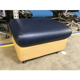 24x30x17” Blue and tan vinyl ottoman on castors 1/22/25