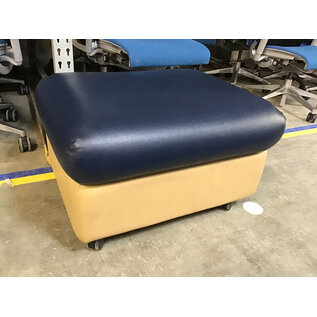 24x30x17” Blue and tan vinyl ottoman on castors 1/22/25