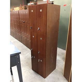 20x10x68” Wood laminate three high locker unit - 2 units connected (20x20x68”, 6 lockers) 1/28/25