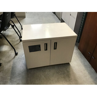 20x30x23” Beige metal 2 door printer base cabinet on castors - some scratches 1/29/25