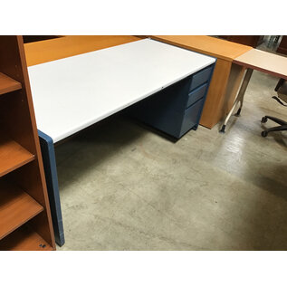 30x70x30” Steelcase blue metal right pedestal desk 6/10/26