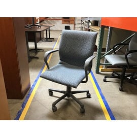 Light blue pattern grey frame desk chair - not height adjustable 7/14/26