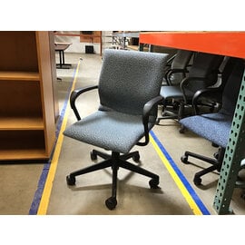 Light blue pattern black frame desk chair - not height adjustable 7/15/26