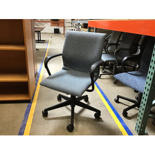 Light blue pattern black frame desk chair - not height adjustable 7/15/26
