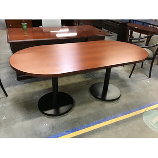 36x72x19”  Oval wood laminate double metal pedestal conference table 11/4/25