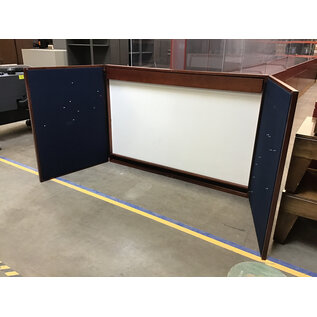 72x48” Cherry color whiteboard cabinet with whiteboard and bulletin board - some scratches on doors 4/29/25