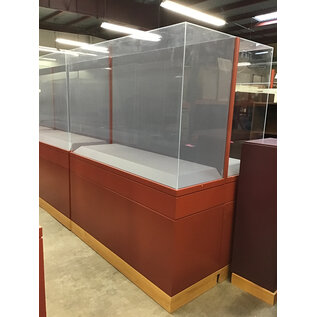 24x72x85” Burgundy red display case with grey back and plexiglass top 9/30/25