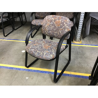 Light blue/orange floral pattern cushioned sled frame side chair 5/28/25