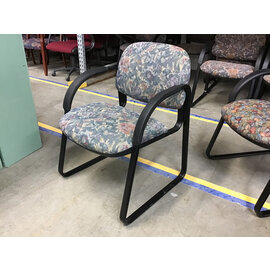 Green/violet floral pattern cushioned sled frame side chair 5/28/25