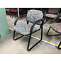 Green/violet floral pattern cushioned sled frame side chair 12/18/25