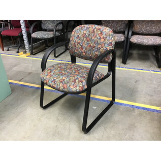 Light blue/red floral pattern cushioned sled frame side chair 5/28/25