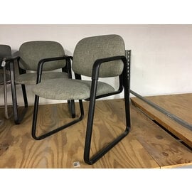 Grey cushioned seat black sled frame side chair 5/28/25