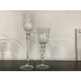 Glass candle holder 2pc set (15 5/8, 11 3/4”) 6/3/25