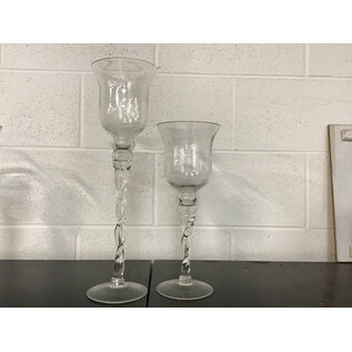 Glass candle holder 2pc set (15 5/8, 11 3/4”) 6/3/25