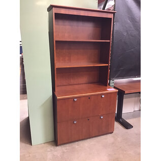 21x36x73 1/2” Wood 2 drawer lateral file cabinet with top bookcase 6/17/25