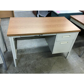 24x45x29 1/2” Beige metal right pedestal student desk wood laminate top 6/4/26