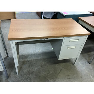 24x45x29 1/2” Beige metal right pedestal student desk wood laminate top 6/20/25