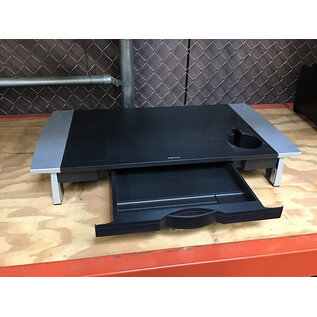 14x27x4” Black and grey Fellowes monitor stand with drawer and cup holder 6/20/25