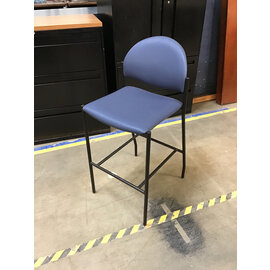 Blue cushioned seat black metal frame bar height chair 6/20/25