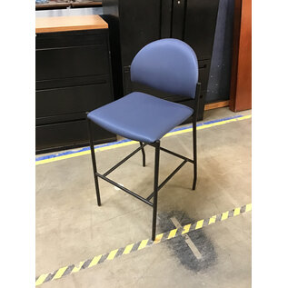 Blue cushioned seat black metal frame bar height chair 6/20/25