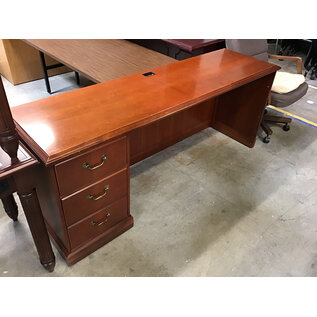 20x72x30” Light cherry color left pedestal credenza - damaged back  6/24/25