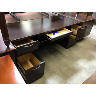 30x72x29” Dark cherry color double pedestal desk 6/24/25