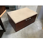24x36x17” Cherry color single drawer lateral file/storage cabinet or bench with beige cushioned top - some wear on cushion 7/2/25