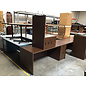 30x72” Dark wood laminate right pedestal L shape desk with 42” left return 7/7/26