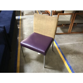 Purple vinyl cushioned seat beige fabric back side chair 8/8/25