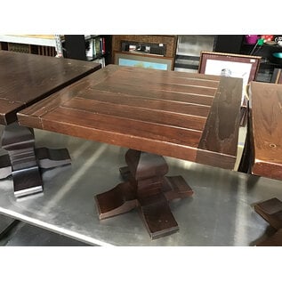 28x28x23” Dark wood single pedestal square end table - some wear throughout 9/18/25