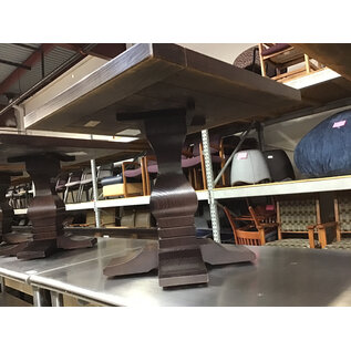 28x28x23” Dark wood single pedestal square end table - some wear throughout 9/18/25