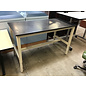 30x60 Black solid top beige metal frame height adjustable work table - some scratches and wear 10/6/25