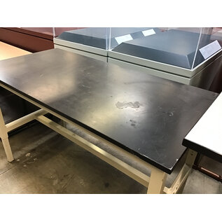 30x60 Black solid top beige metal frame height adjustable work table - some scratches and wear 10/6/25