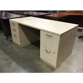 30x60x28” Light wood laminate double pedestal 5 drawer desk 10/7/25
