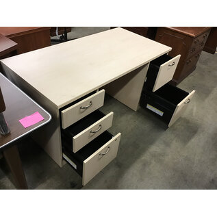 30x60x28” Light wood laminate double pedestal 5 drawer desk 10/7/25