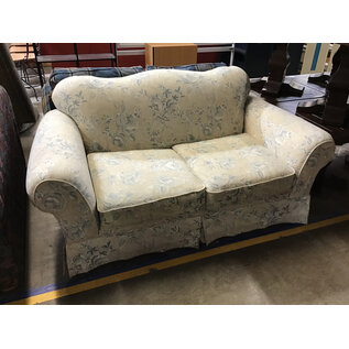 69” Light beige and blue floral pattern loveseat - light stains 10/9/25