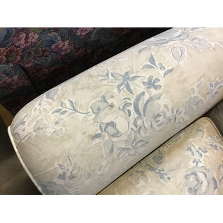 69” Light beige and blue floral pattern loveseat - light stains 10/9/25