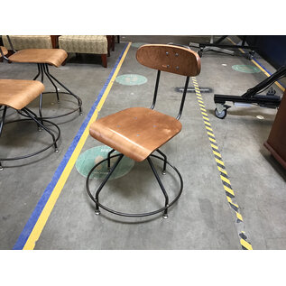 Metal frame wood seat and back swivel lab chair - 18 1/2” seat height - some chips or missing bolts 10/16/25