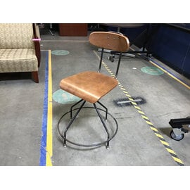 Metal frame wood seat and back swivel lab chair - 22 1/2” seat height - some chips or missing bolts 10/16/25