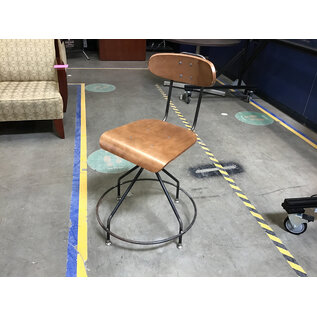 Metal frame wood seat and back swivel lab chair - 22 1/2” seat height - some chips or missing bolts 10/16/25