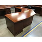 78x80” Curved L shaped light cherry color desk. 33” deep 29” tall. 5 drawers left return - some scuffs 11/7/25